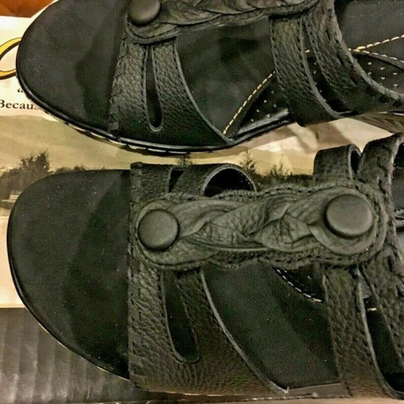 Cabela's Women's Wood Grain Wedge Slide Black 9 M NEW IN BOX - Picture 6 of 8